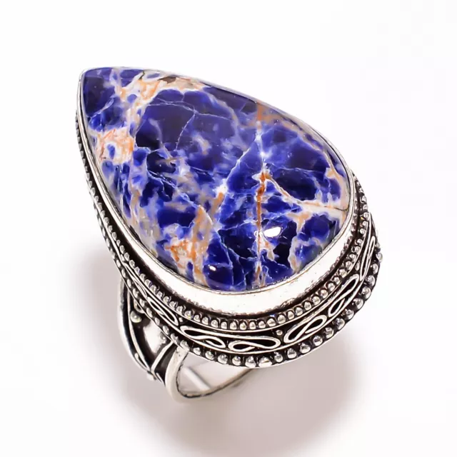 Sodalite Gemstone Vintage Handmade Jewelry 925 Sterling Silver Ring 8 US GSR1822