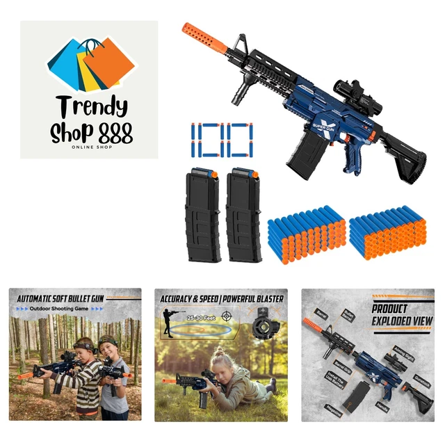 Automatic Toy Sniper Rifle With Tactical Vest - 200 Foam Bullets ...