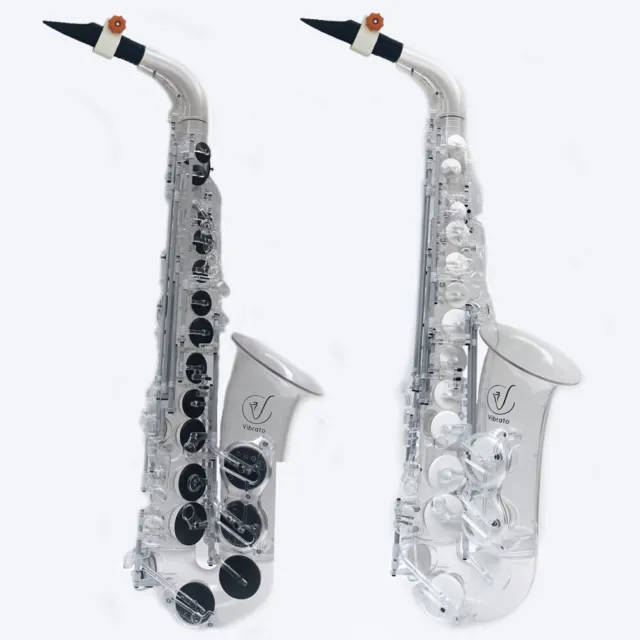 Saxofón Vibrato A1 SIII ALTO Policarbonato Transparente Impermeable E-Flat Negro Blanco