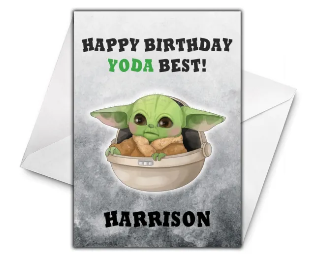 BABY YODA Personalised Birthday Card - Star Wars Greetings Card - Baby Yoda