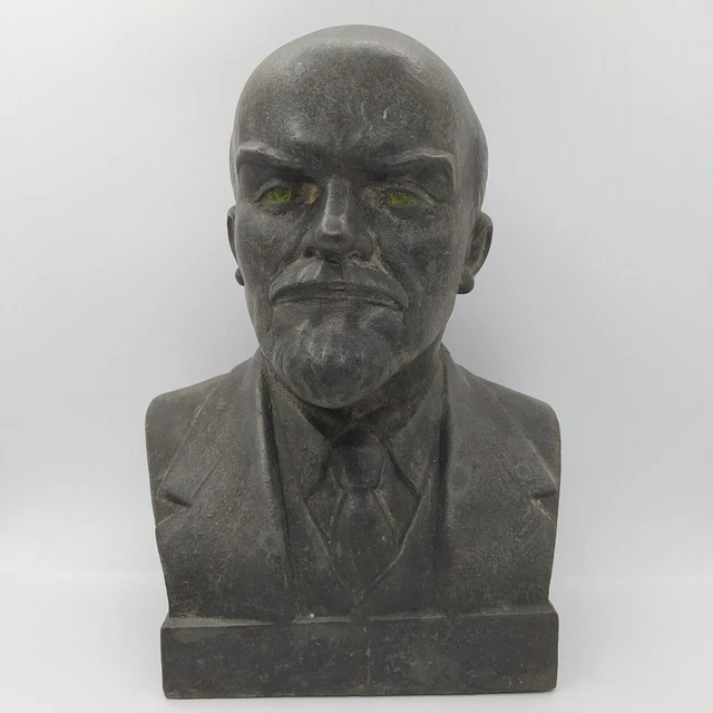 STATUA LENIN ORIGINALE URSS BUSTO GRANDE FIGURINA russa Scultura in metallo...