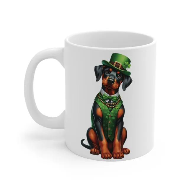 St. Patrick's Day - Doberman Pinscher Dog - 11oz Ceramic Mug - Lead and BPA-f...
