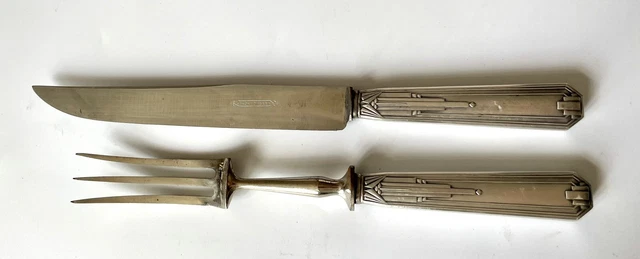 COUVERT À DÉCOUPER gigot, couteau + fourchette en argent fourré