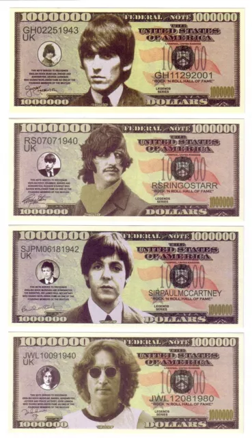 1 MILLION DOLLARS ETATS-UNIS "THE BEATLES" (Set de 4 billets)