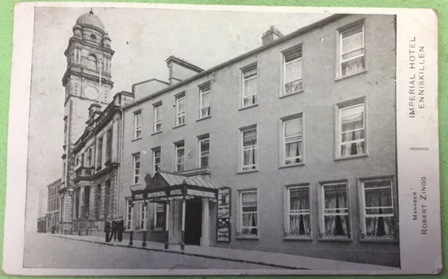 Ireland Storefront Enniskillen Hotel Vintage Postcard 1919