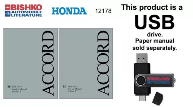 2008 2009 2010 2011 2012 Honda Accord 4 Cylinder Service Repair Manual USB Drive