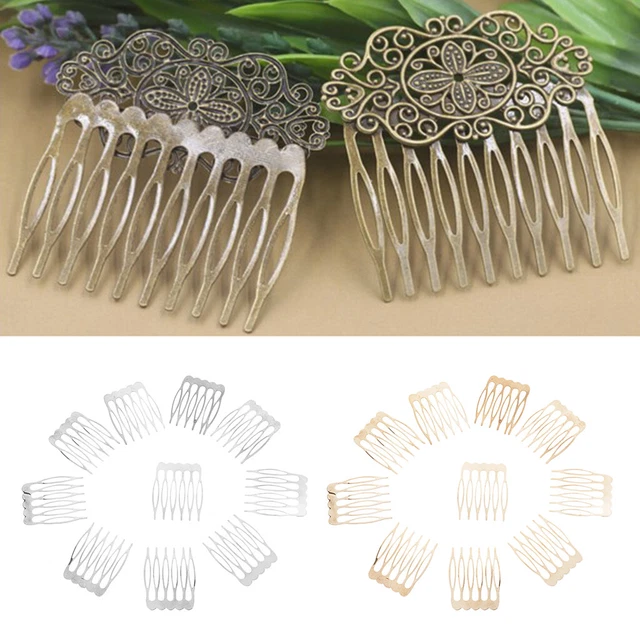 20 Stück Metall Gold Silber Haarkamm Clips Seitenkämme Haarschmuck 6 Zähne