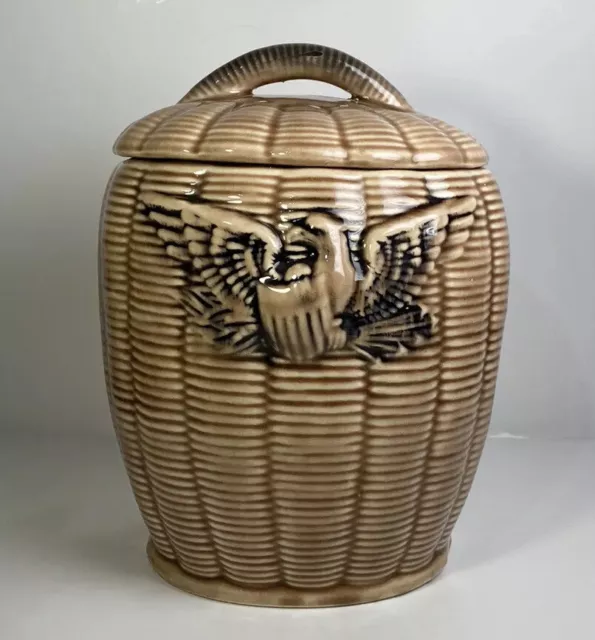 VTG MCM McCoy Pottery American Eagle Cookie Jar Canister 60’s Ceramic 9 1/2” USA