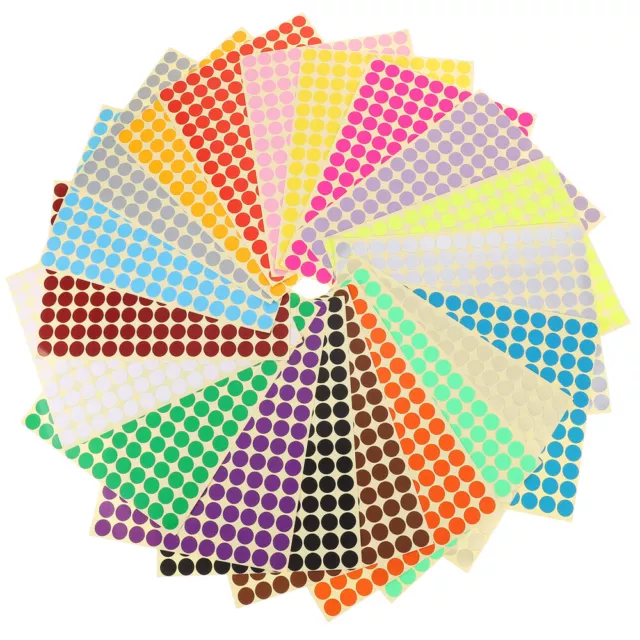 20 fogli di adesivi a punti colorati Etichette rotonde con codifica a colori