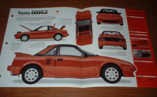 1986 Toyota Mr2 Spec Sheet Brochure Poster Print Photo 86 84 85 87 88 89 91 Mr 2