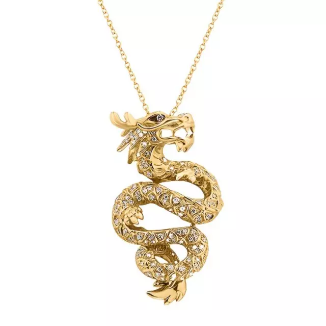 Chinesischer Drache Halskette Gold Drachenförmiger Anhänger Unisex Zirconia 🐉