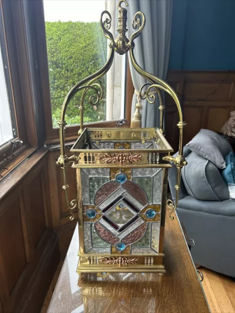 Antique Style stained glass Hall lantern Victorian/ Edwardian