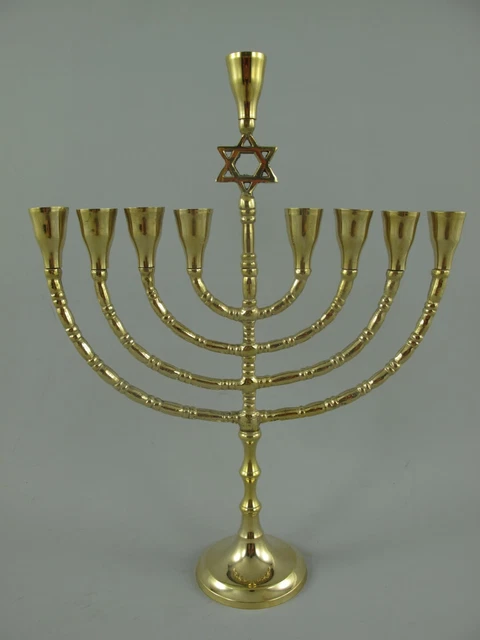 9977631 Menora Janucá Candelabro 9 Llamas Latón Dorado 35x28cm