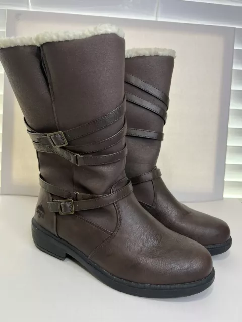 Totes Women's 8 M Debra Brown Shearling Lined Waterproof Snow Rain Winter Boots