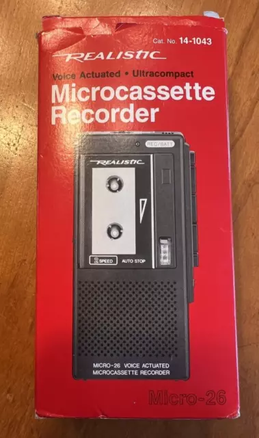 Realistic Micro-26 Microcassette Voice Actuated Recorder 14-1043 CIB Tested Wks