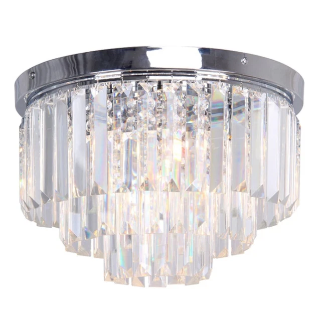 Moderner Chromkristall 3-stufiger bündiger Deckenkronleuchter Lichtlampe Blenheim/Melodie