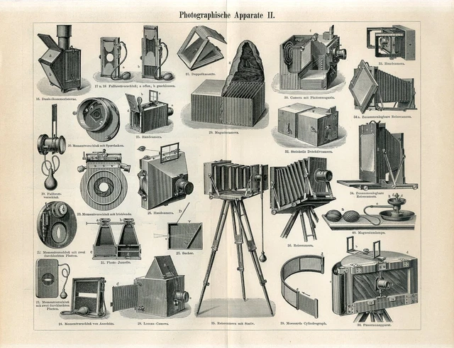 FOTOGRAFÍA ANTIGUA DE 1898 Grabado antiguo de cámaras
