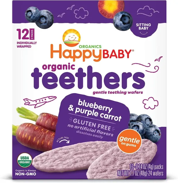 Happy Family Organics Stage 1 Baby Food Blueberry Purple Carrot Rice Cookies48g