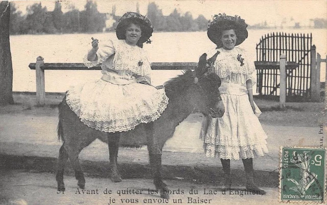 Cpa 95 Avant De Quitter Les Bords Du Lac D'enghien Je Vous Envoie Un Baiser ( An