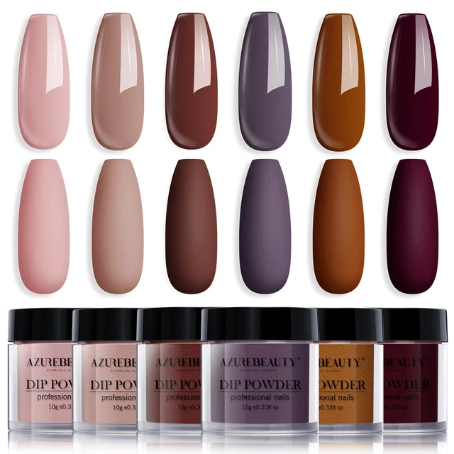 Nail Dip Powder Set, 6 Pcs Dark Brown Color Fall Dipping Powder Nail