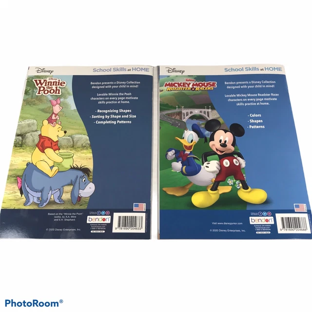 2PACK DISNEY WINNIE The Pooh/Mickey Mouse Sizes, Shapes, Colors