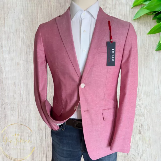 TOMMY HILFIGER Mens Blazer Sport Coat Jacket 40R Pink Cotton Two Button Jacket