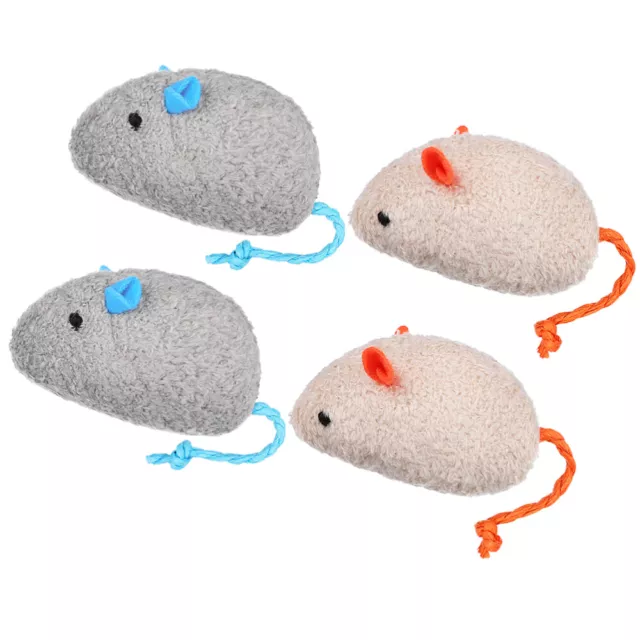 4 Pcs Simulation Mouse Toy Plush Cat Chew Mice Toys for Indoor Cats