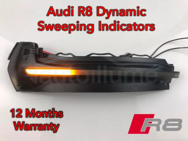 Audi R8 Sweeping Dynamic LED Wing Door Mirror Indicator Light Smoked V8 V10 Mk2
