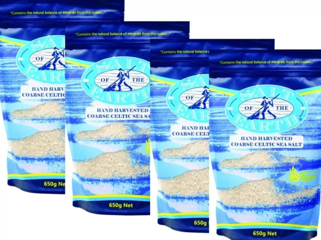 4 x 650g Salt of the Earth COARSE Celtic Sea Salt ( 2.6kg Deal )