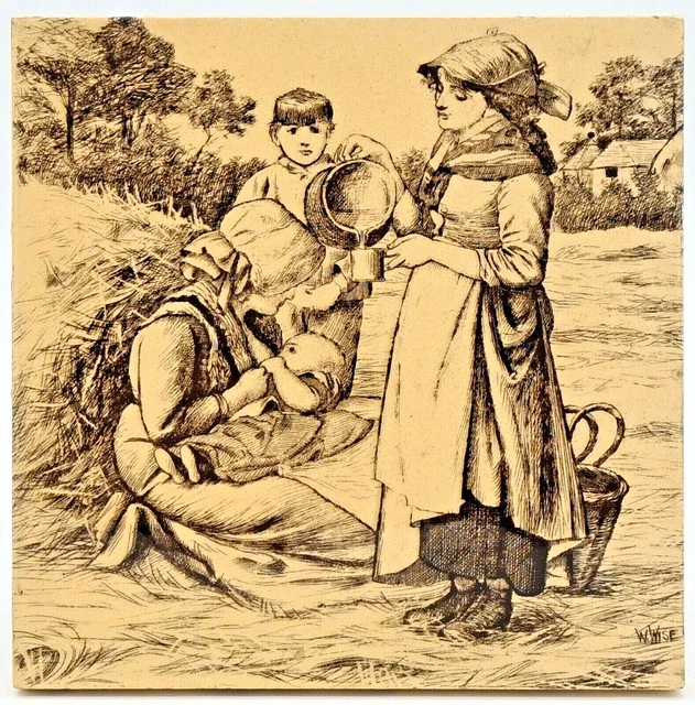 Mintons Vilage Life Series Tile William Wise C1885