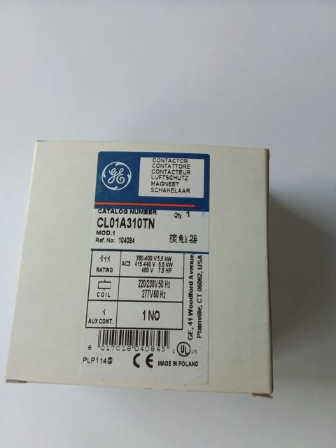 Ge - Cl01A310Tn Contactor 3P 12A 230V Ac Coil Cl01A310Tn / 104084