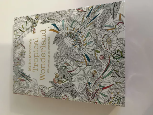 Milkie Marotta’s Tropical Wonderland 50 colouring in postcards illustrator BNIP