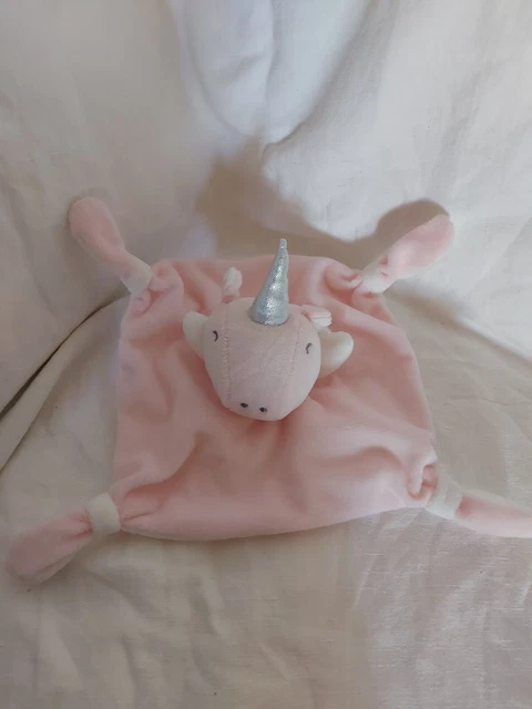 Doudou mouchoir licorne rose blanc MES PETITS CAILLOUX neuf