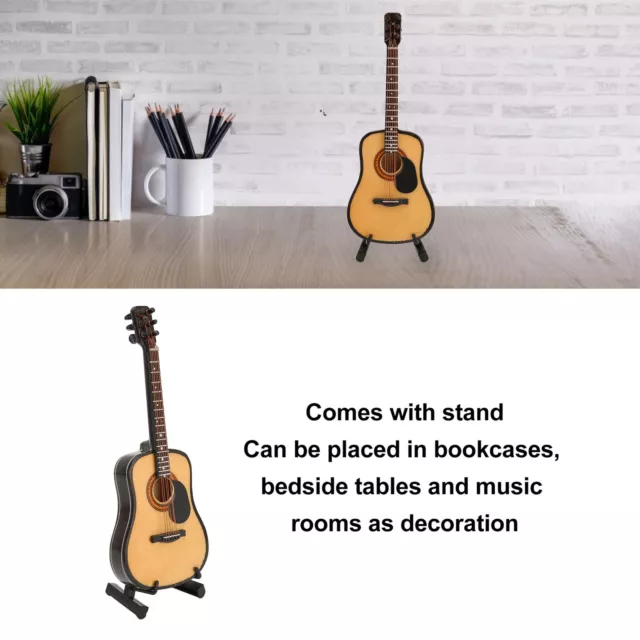 Miniature Folk Guitar Replica Wooden Mini Musical Instrument Model Dollhouse HOM