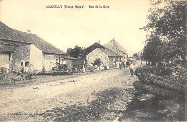 Marcilly  France (Haute-Marne) - Rue de la Gare Town View Postcard