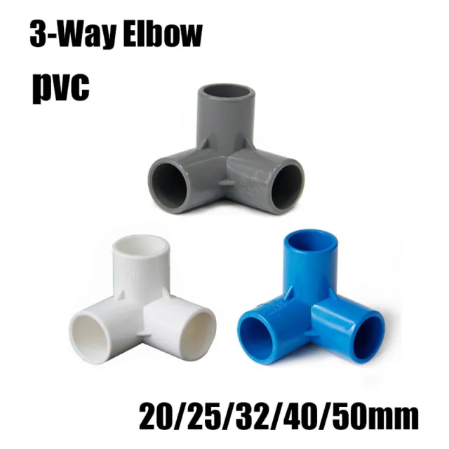 3-Way Elbow PVC Pipe Fitting Solvent Weld Metric Aquarium Pond Tank 20mm-50mm