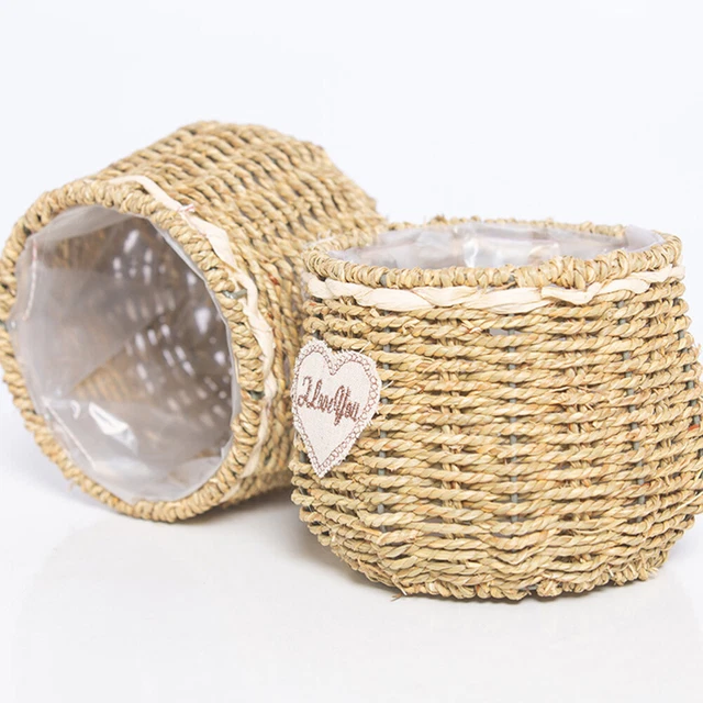 Seagrass Plant Basket Seagrass Plant Pot Straw Flower Basket Plants Pots Rattan 10
