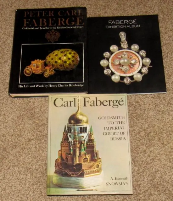 Lot of 3 FABERGE Books Illustrated, Exhibition Album, Goldsmith, Eggs, Russia