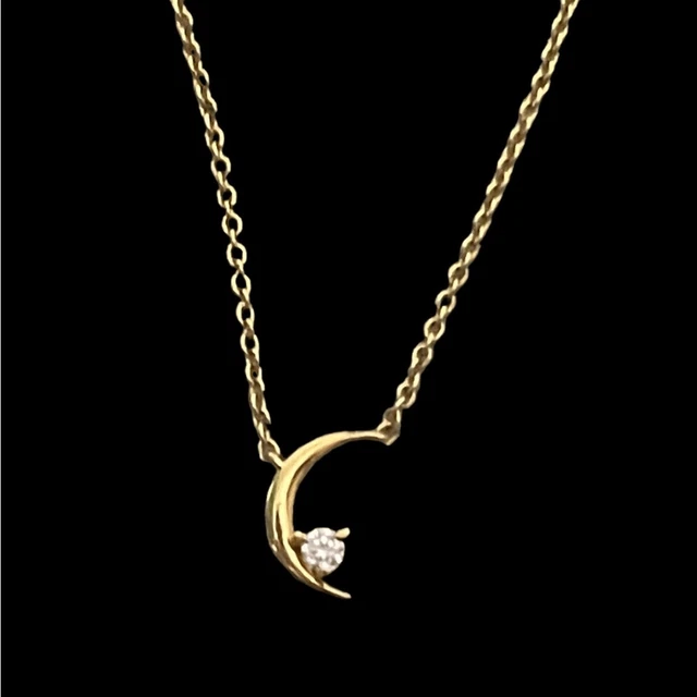 NEW Nadri Gold Plated Crescent Moon with Crystal Star Necklace