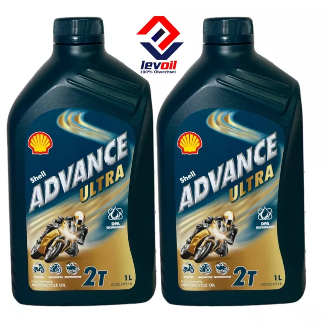 2x1 Liter Shell Advance  ULTRA  2 Takt Motorradöl 2-Takt JASO FD API TC Mischöl