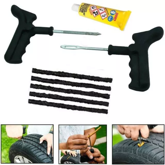 Kit Ripara Gomme Foratura Auto Moto Ruota Riparazione Pneumatici Tubeless