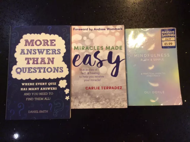 Bundle Of 3 Paperbook Books Mindfulness, Miracles& Questions