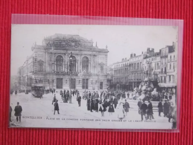 Cpa Ecrite Timbre Montpellier Place De La Comedie Fontaine Des Trois Graces
