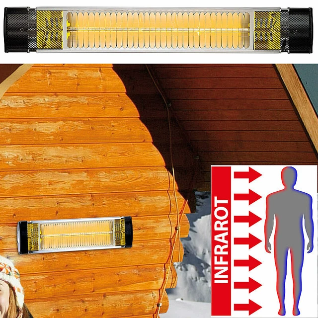 Semptec Infrarot-Außen-Heizstrahler IRW-2500 mit Goldröhre, 2.500 Watt, IP65