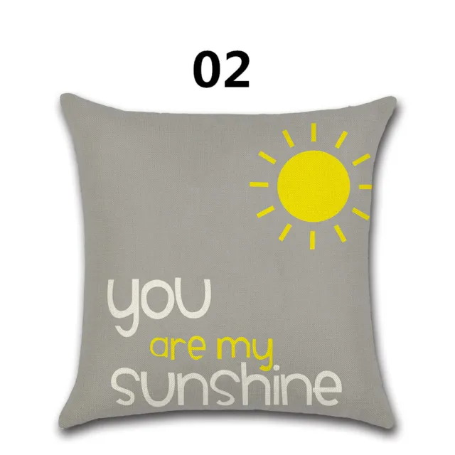 18" Gray Yellow Cushion Cover Throw Pillow Case Home Sofa Decor Art Sunshine