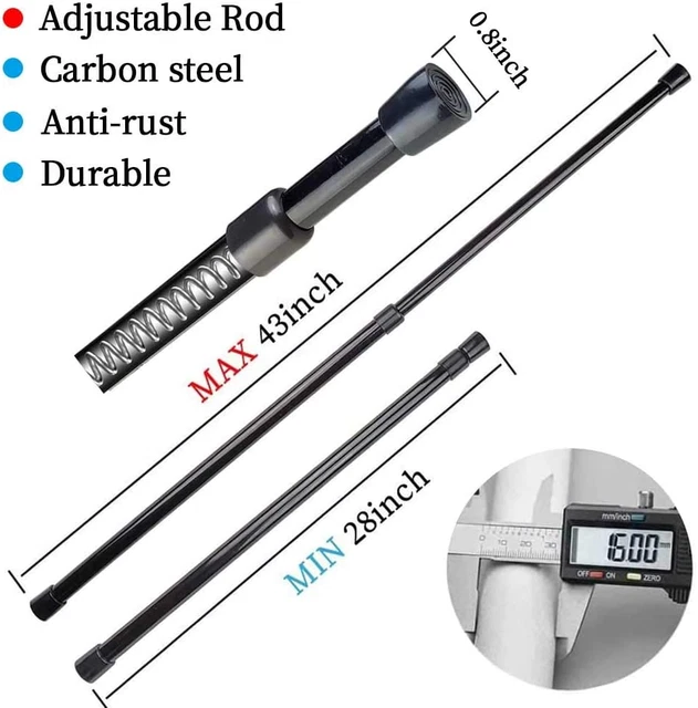 28-43 Inches Adjustable Expandable Pressure Black Curtain Tension Rods for Kitch 2