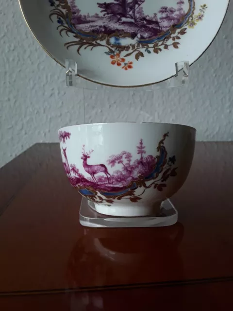 Meissen - Museale Tasse + org. UT mit " Jagddekor " nach Ridinger um 1750 / Nr.3 3