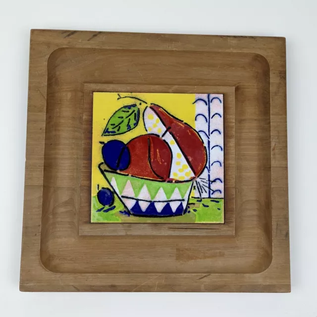 Vtg Mid Century MCM Ernest Sohn Wood Enamel Cheese Cracker Board Serving Tray