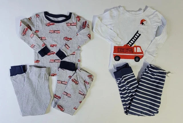 Boy's Size 5T Fire Truck With Dalmatians Pajamas Carter's 5 Pc Set FLAW pls read