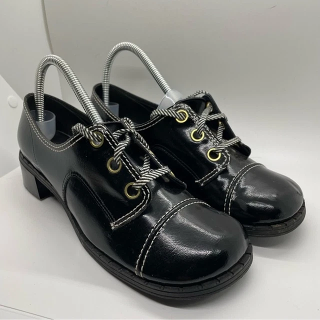 De Italio Vintage Retro rockabilly shoes size 9 lace saddle shoes heels black